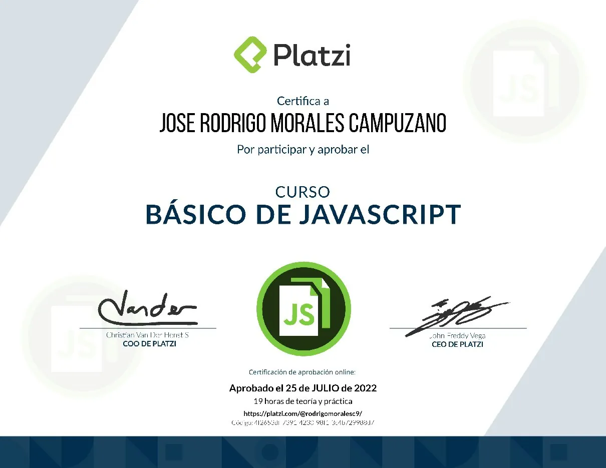 Vista de la credencial JavaScript básico