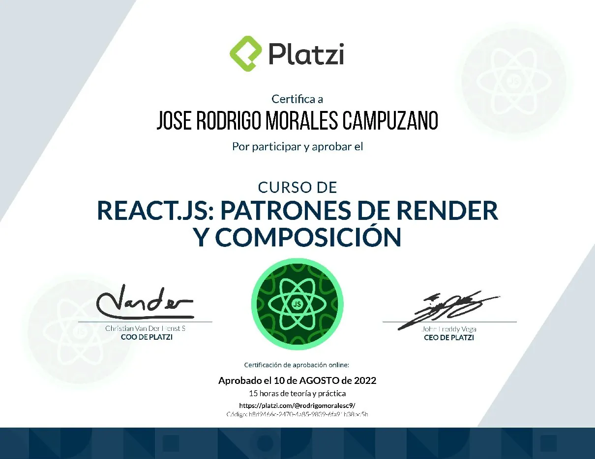 Vista de la credencial React: patrones de render